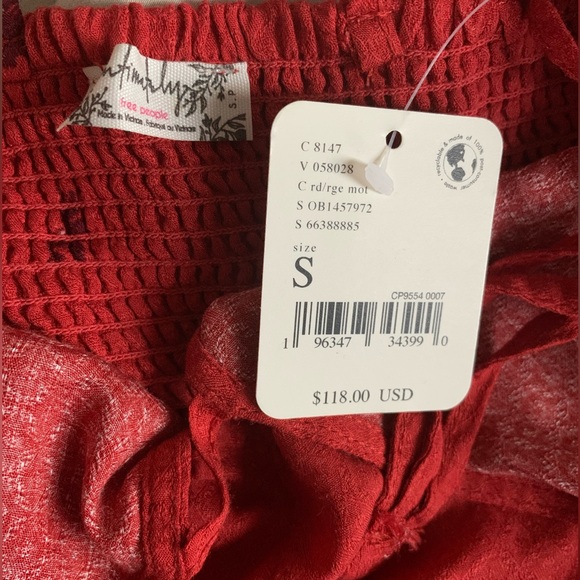 Free People Get To You Printed Maxi Floral Slip Dress Scarlet Combo - Small NWT - Picture 8 of 16